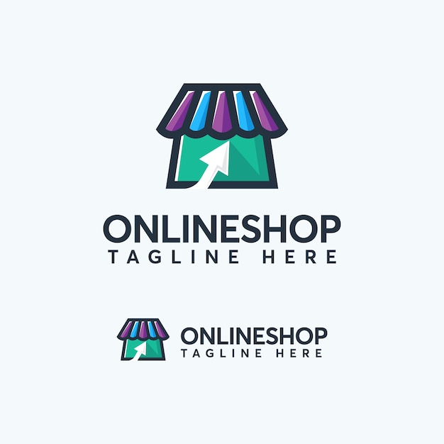 Modern color online shop logo design template