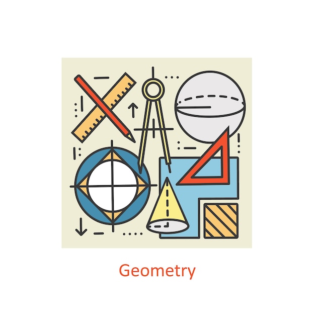 Modern color thin line concept of geometry for school university and training