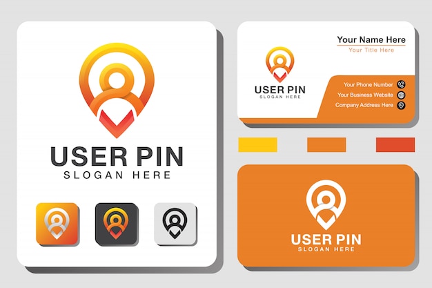 Modern color User map or pin icon symbol, location business logo marketing with business card design