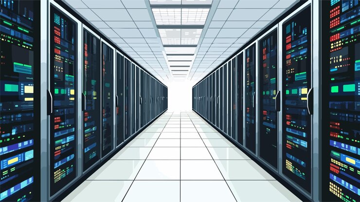 Vector modern colored data center graphic design vector illustration