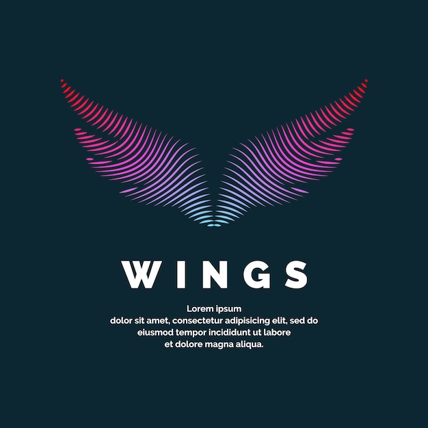 モダンな色のロゴの翼。広告のための暗い背景のベクトル図
