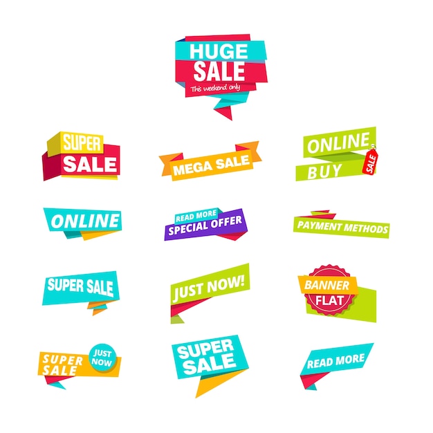 Modern colored sales banner set