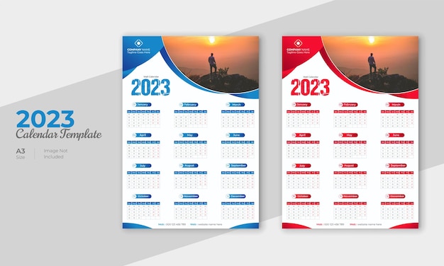 Modello di calendario 2023 colorato moderno per la progettazione del programma del nuovo anno