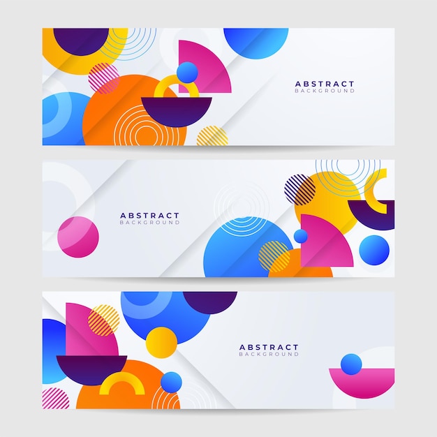 Modern colorful abstract geometric banner background Tech banner design with square triangle circle and geometric shapes Vector abstract graphic design banner pattern background template