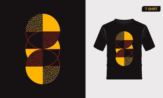 Modern colorful abstract geometric shapes with memphis pattern for t-shirts.Vector Illustration.