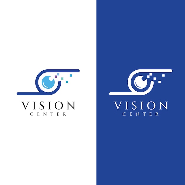 モダンなカラフルな抽象的なロゴ ビジョン デジタル ビジョン光ビジョン技術ビジョン惑星ビジョンとビジョン センター テンプレート ベクトル図