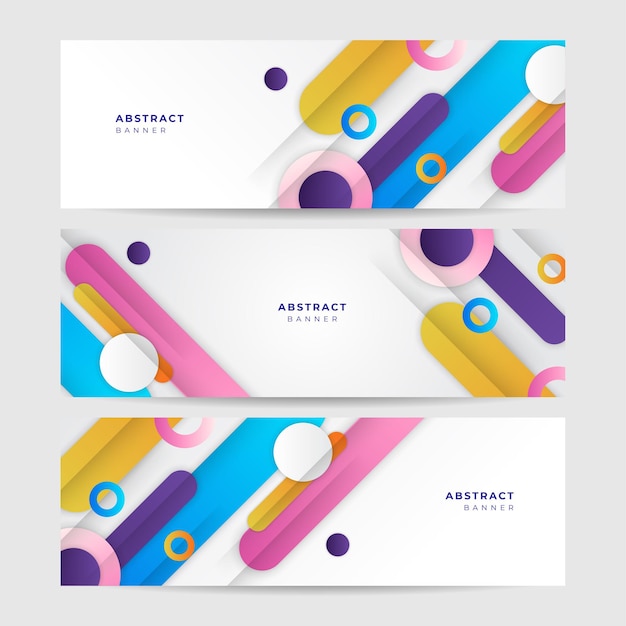 Modern colorful abstract web banner background creative design Banner design with square triangle circle halftone and dots Vector abstract graphic design banner pattern background template