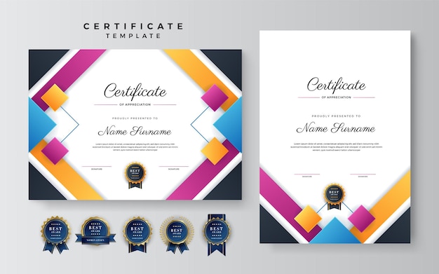 Modern Colorful Appreciation and Achievement Certificate Template Design