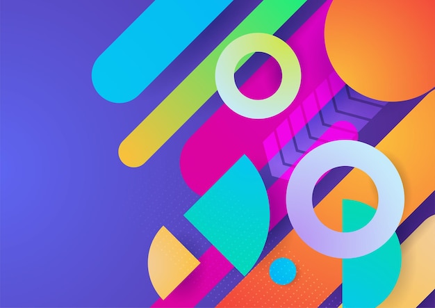 Modern colorful blue abstract geometric background Tech with square triangle circle and geometric shapes Vector abstract graphic design banner pattern background template