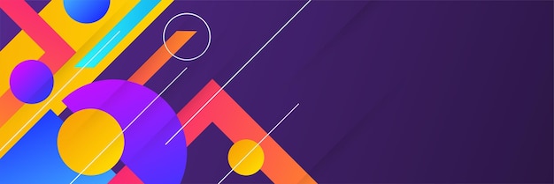 modern colorful blue orange purple red gradient abstract geometric memphis banner background design abstract background with line square triangle dots halftone and circle vector illustration