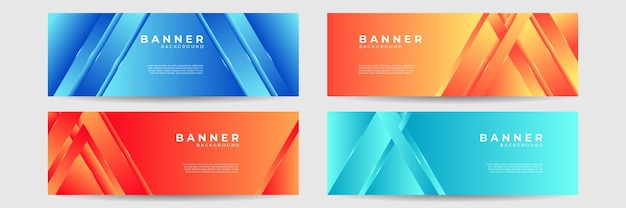 モダンなカラフルな青赤緑オレンジの抽象的なバナーデザインの背景。ビジネス、ソーシャルメディアテンプレート、販売、ウェブサイト、ランディングページ、ポスター、表紙のベクトルイラスト