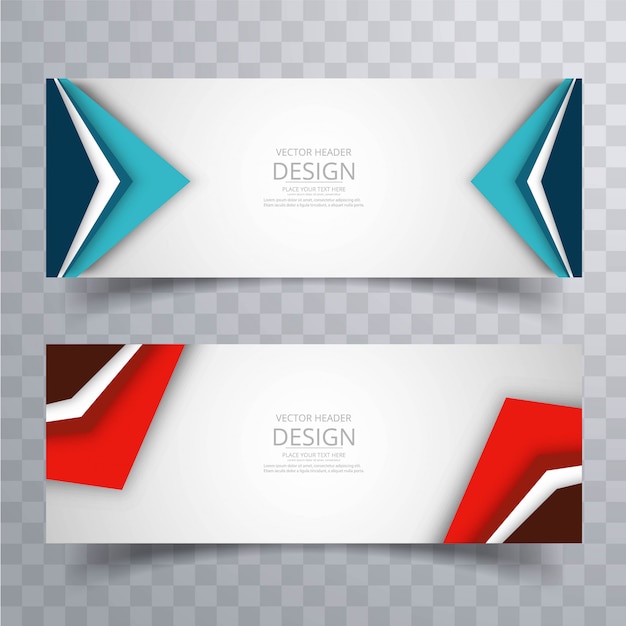 Modern colorful bright headers set design