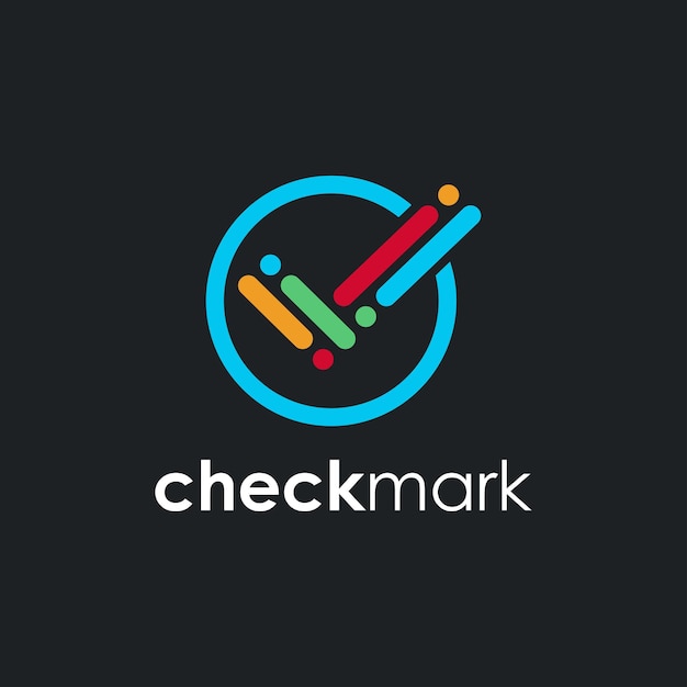 Modern colorful checkmark logo icon vector template on dark background