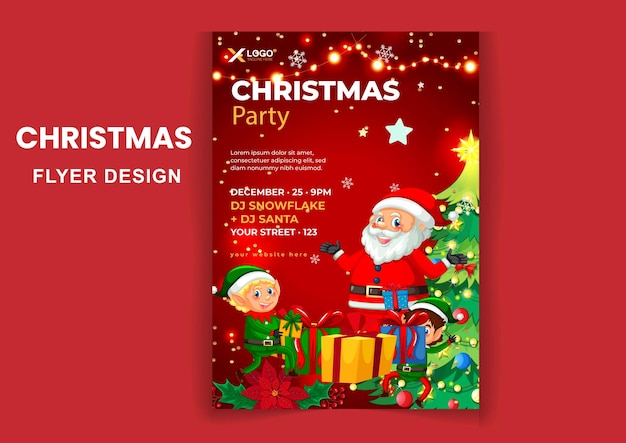 Vector modern colorful christmas party poster design template