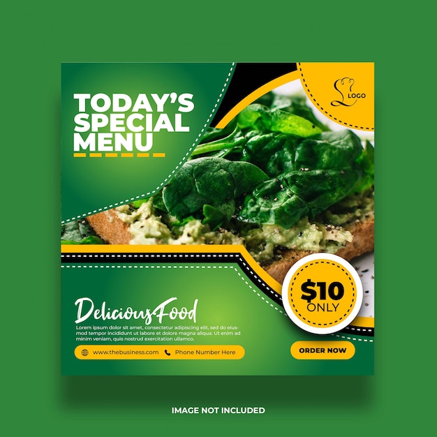 modern colorful delicious creative minimal restaurant food yummy social media banner