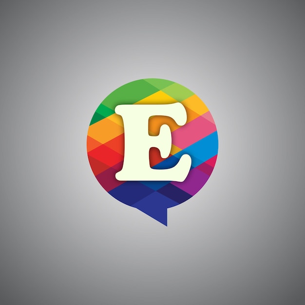 Modern colorful E letter logo in chat box