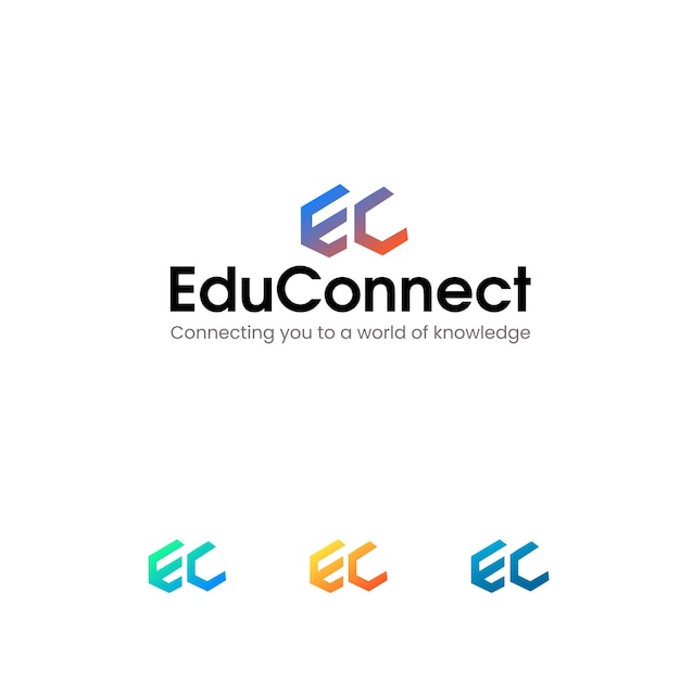 Vettore design moderno e colorato del logo edu tech con la lettera ec