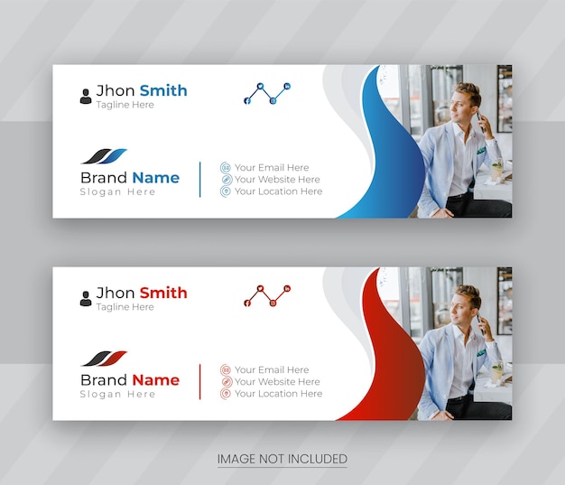 modern colorful email signature design template with 2 color variation