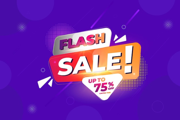 Modern Colorful Flash sale banner composition with flat discount abstract background template