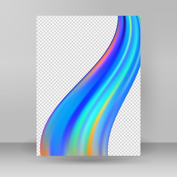 Vector modern colorful flow poster wave liquid shape in rainbow color reflects flare background