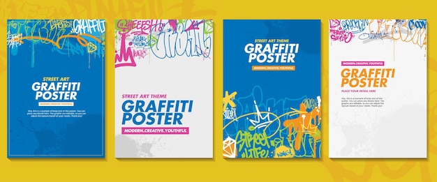 Vector modern colorful graffiti art posters or flyers with street art urban theme.