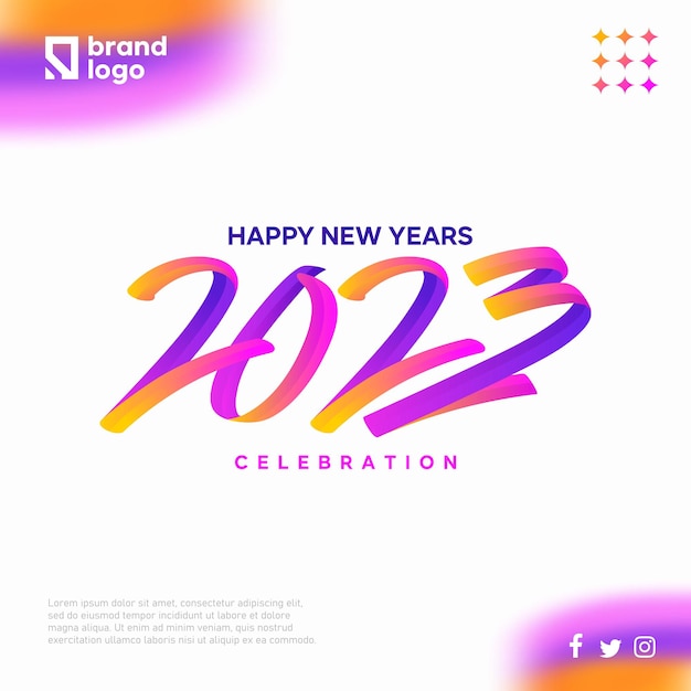 Modern colorful happy new years 2023 logotype