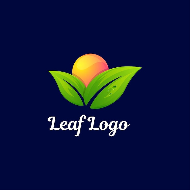 Modern colorful leaf with sun logo design vector