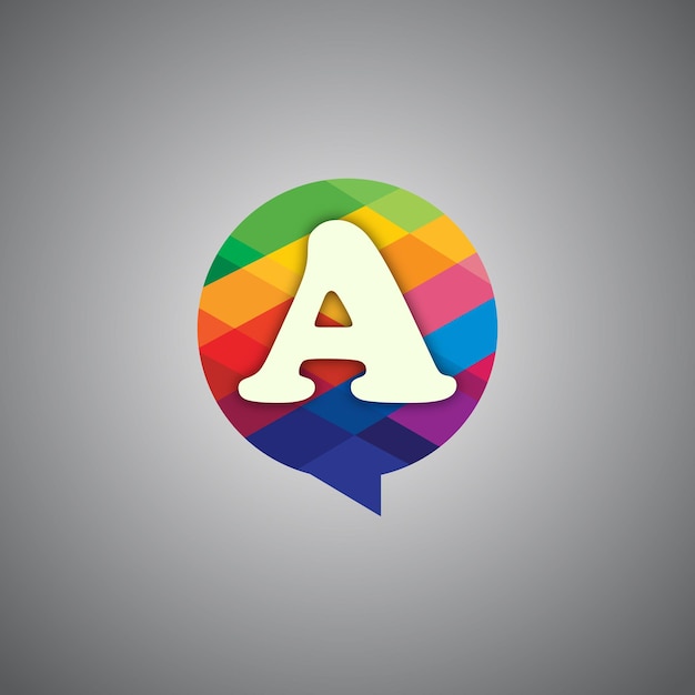 Vector modern colorful a letter logo in chat box