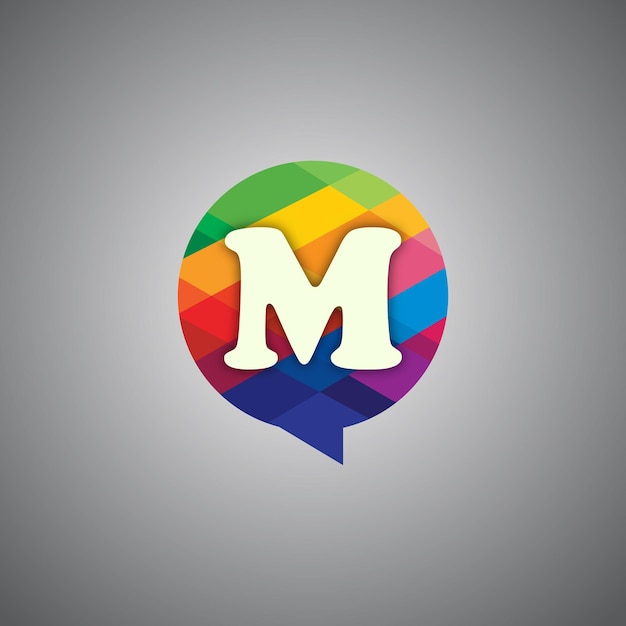 Modern colorful M letter logo in chat box