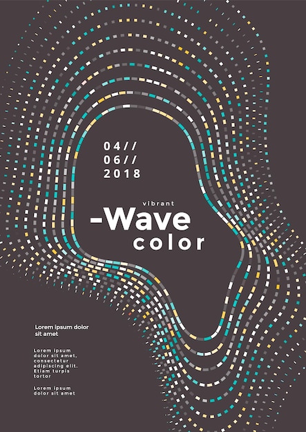 モダンでカラフルなモザイク波のポスター。カバーデザインのベクトルテンプレート。抽象的な色の波の背景。