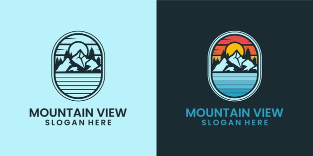 Ispirazione per il design del logo del paesaggio di montagna moderno e colorato