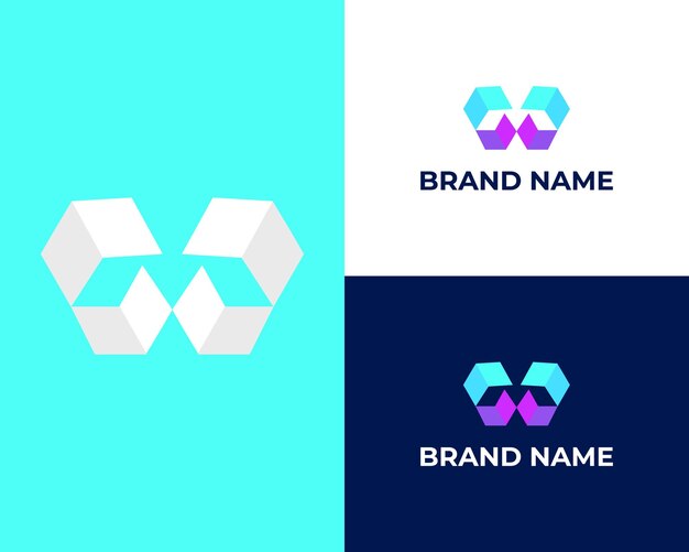 Modern Colorful MW WM logo design concept