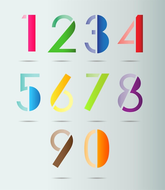 modern colorful numbers set.