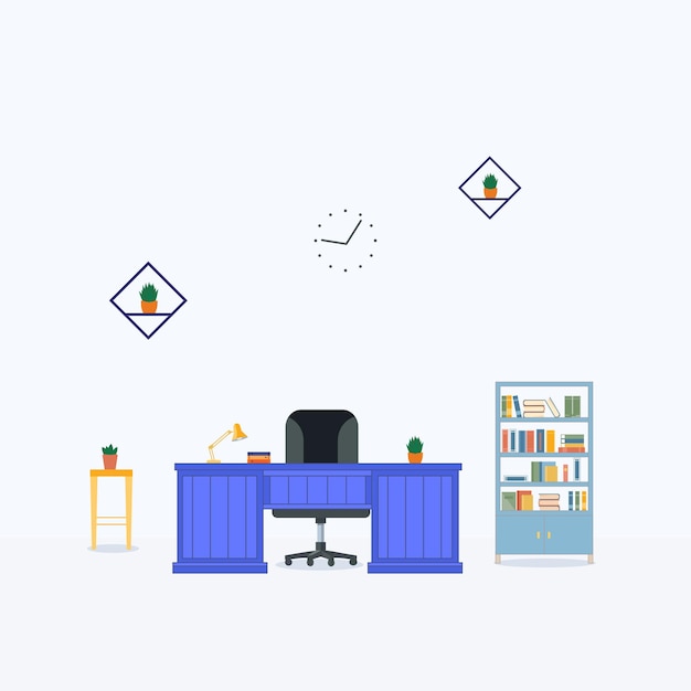 Modern Colorful Office workplace background flat design