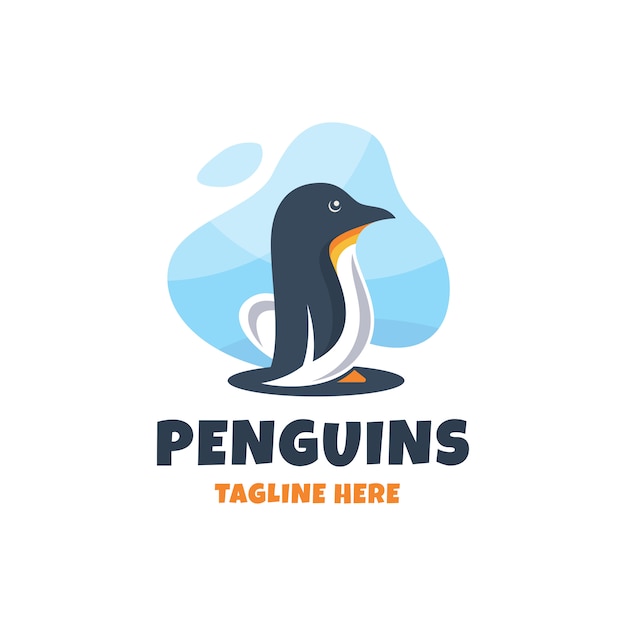 Modello moderno di progettazione di logo dei pinguini variopinti