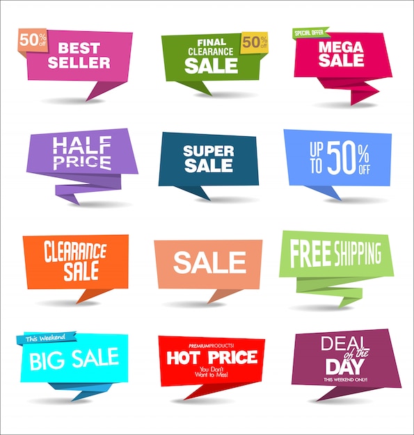 Vector modern colorful sale stickers collection