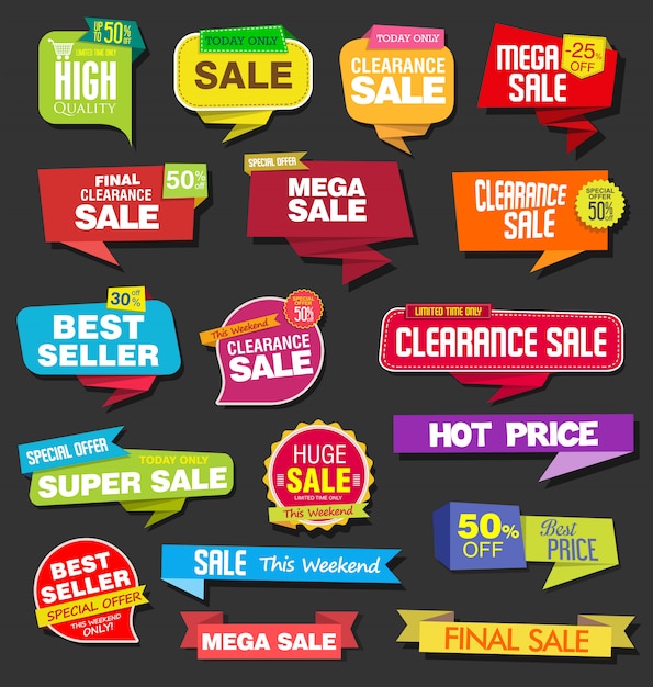 Vector modern colorful sale stickers collection