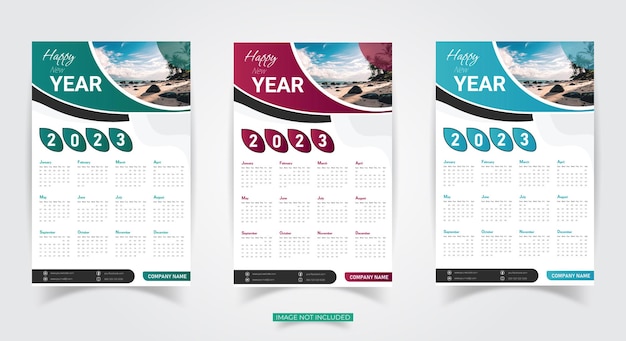 Modern colorful simple business wall calendar 2023 design template Free Vector