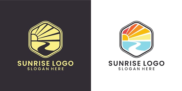 Vector modern and colorful sunrise logo design ideas