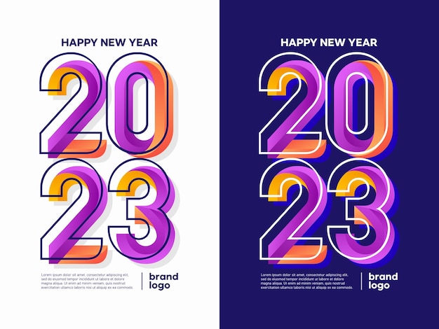 modern colorful trend of 2023 new year logo type