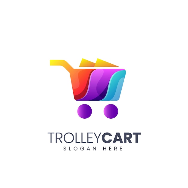 Vector modern colorful trolley for ecommerce logo design