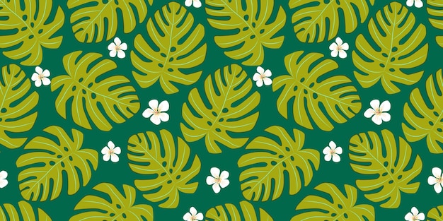 Vector modern colorful tropical pattern with monstera leaves