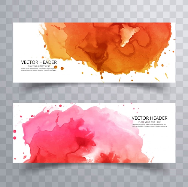 Vector modern colorful watercolor banners set