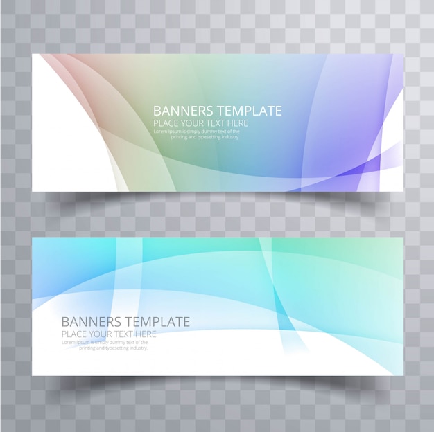 Modern colorful wavy banners set design