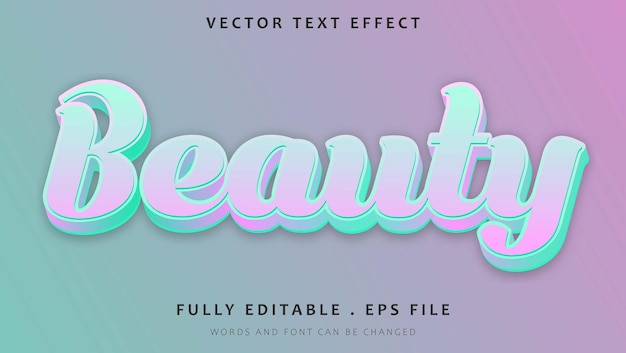 Современное красочное слово beauty с редактируемым текстовым эффектом