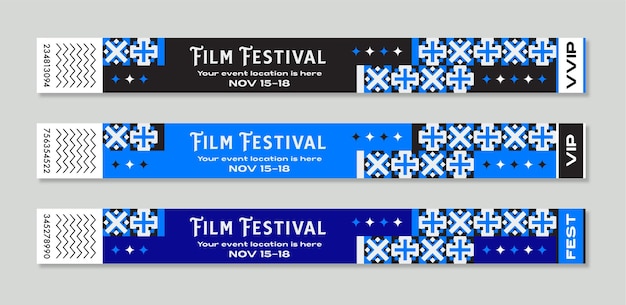 Modern and colorful wristband event for entrance film festival template