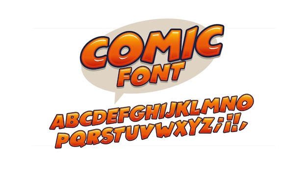 Вектор Современный комический шрифт и алфавит, набор коллекции алфавита в стиле комиксов
