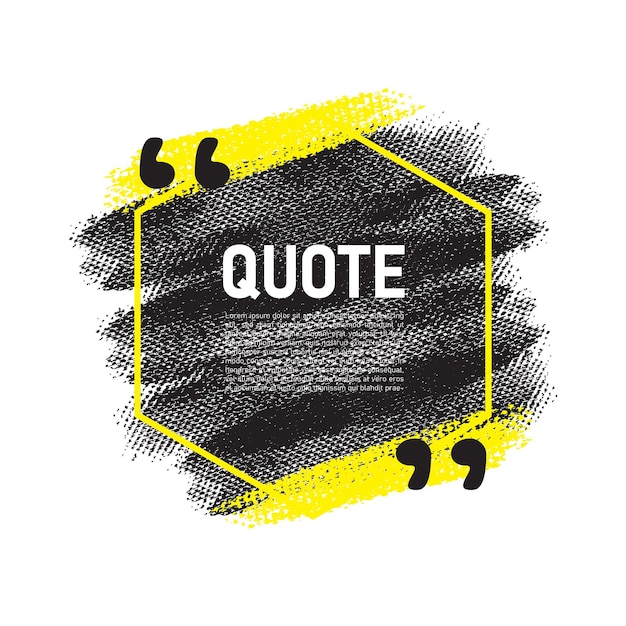 Современная коммуникационная рамка цитаты на белом с абстрактным желтым и черным мазком кисти