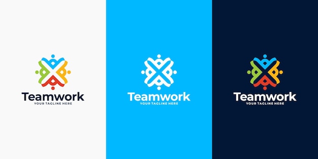 Modern community logo, teamwork logo design collection