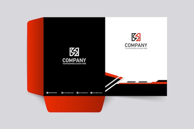 Modern company business black and red presentation folder design